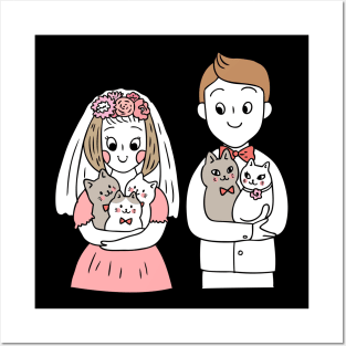 Wedding Couple Who Love Cats Posters and Art